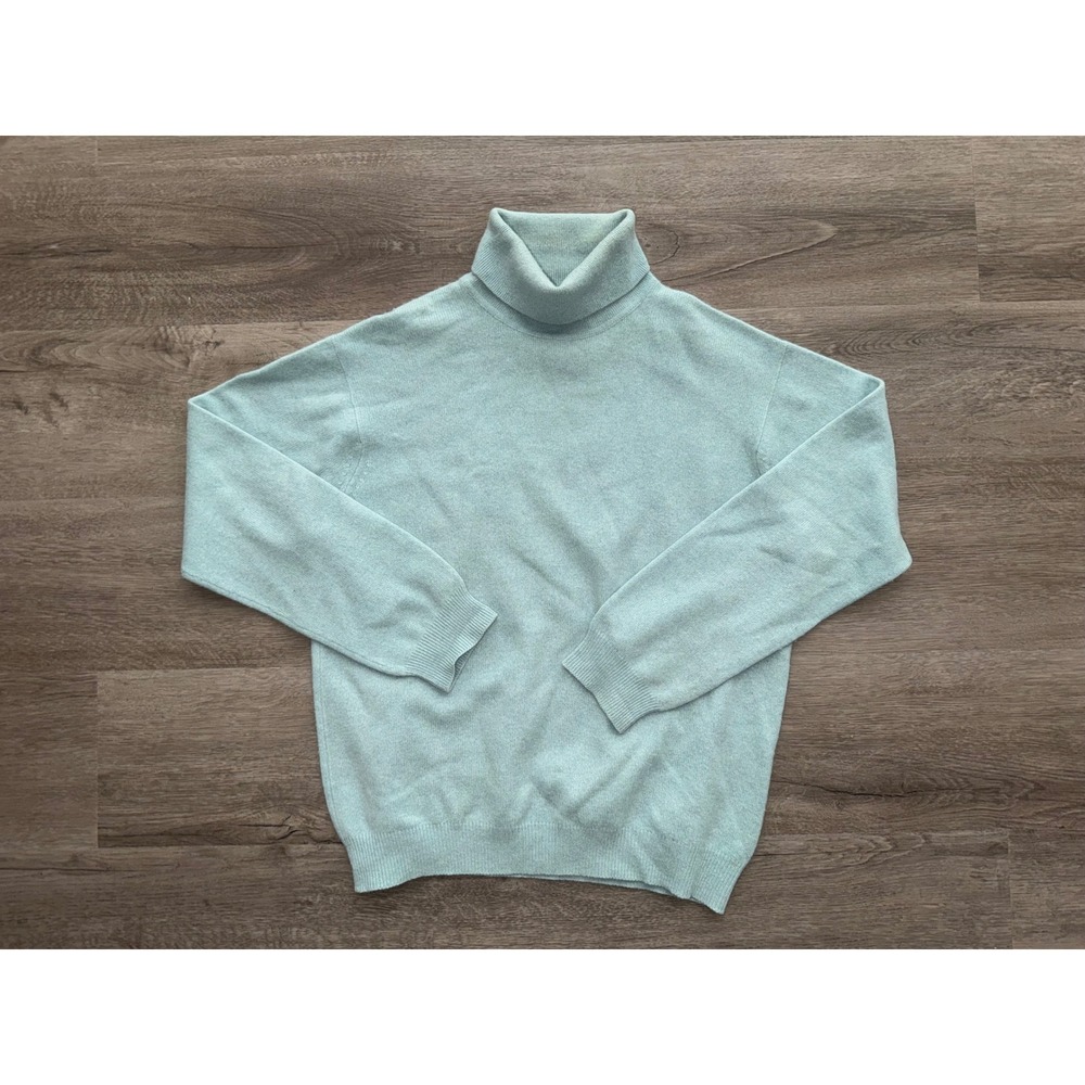 Charter Club Women's 100% Cashmere Sage Green Turtleneck Sweater, Medium